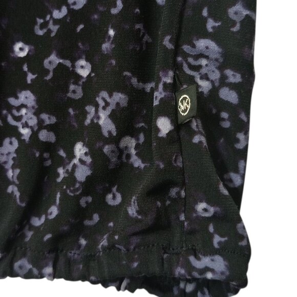 MICHAEL KORS Round Neck 3/4 Sleeves Black Print Blouse Top Women's Size Large - Picture 4 of 7